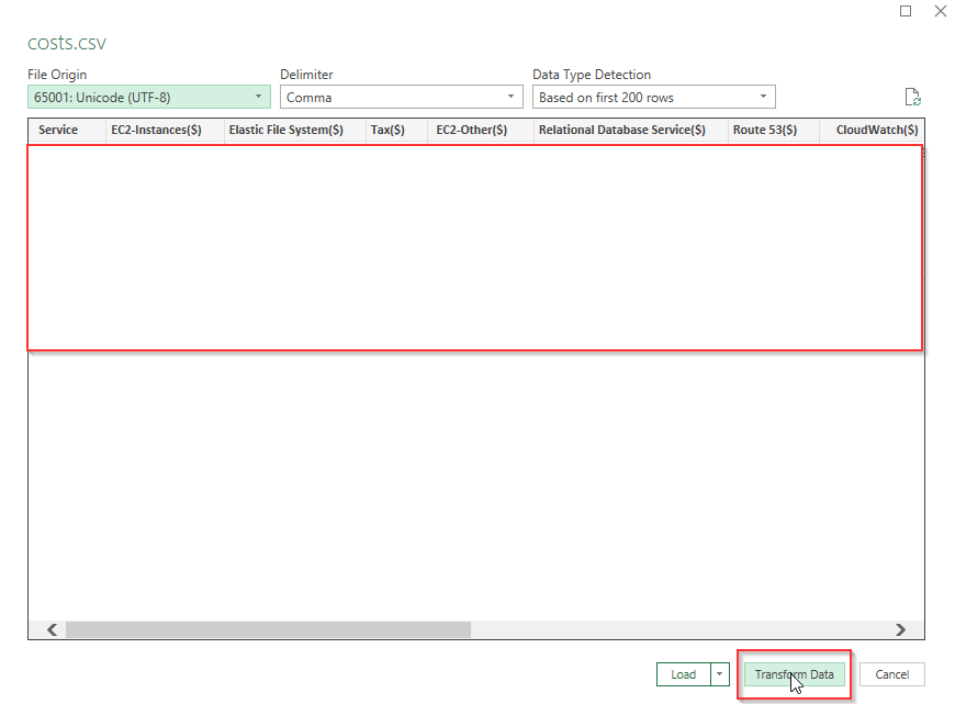 transform data